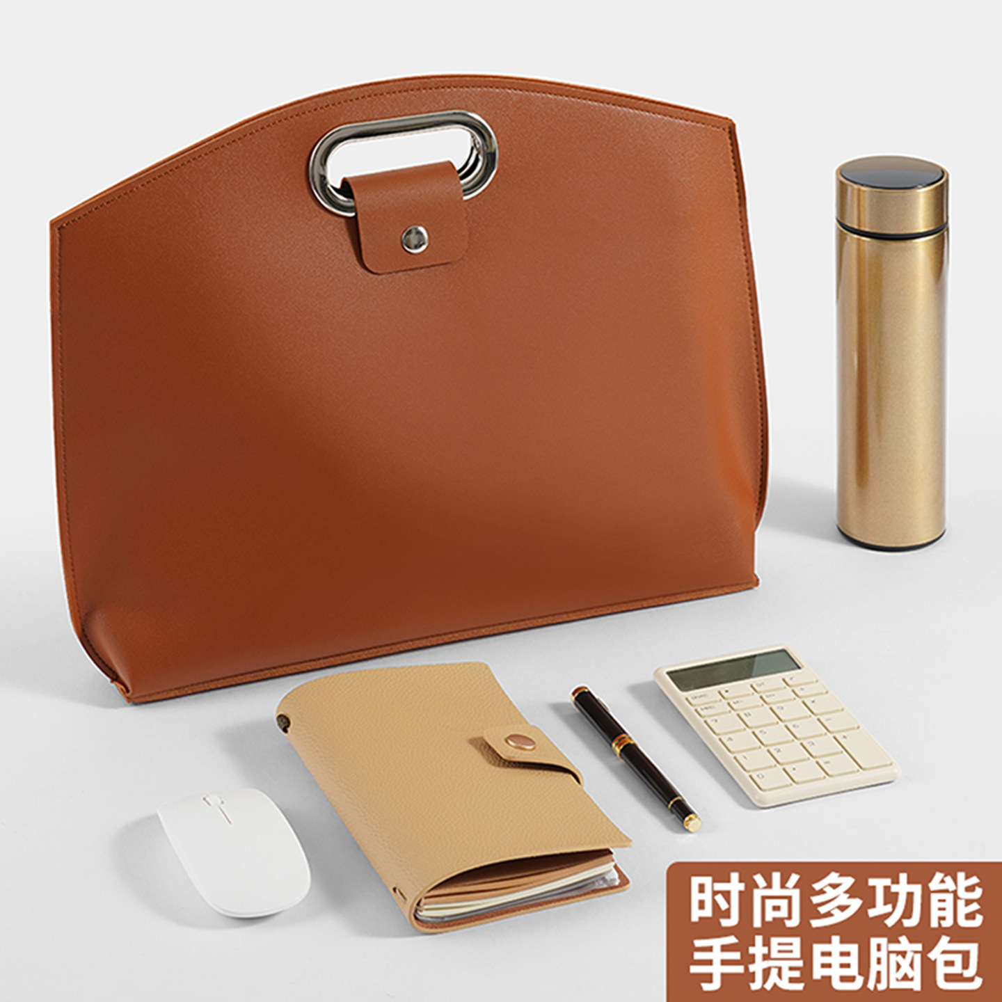 A4 document storage folder, large briefcase, high-end business-style, thickened, waterproof, leather document bag, handheld document bag