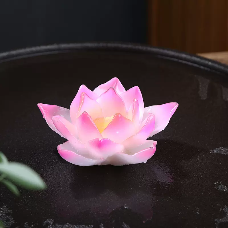 变色茶宠荷花莲花精品摆件家用创意茶盘可养禅意茶玩茶道茶具配件