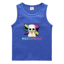 Marshmello DJ夏装儿童背心休闲打底衫吸汗糖果纯色中童无袖汗衫