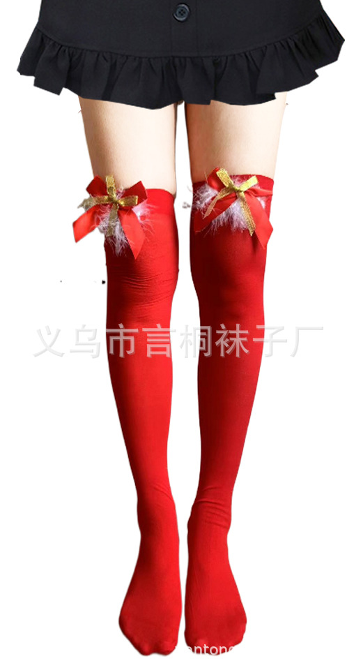 Medias de Navidad fabricantes transfronterizos en stock Medias de Halloween vacaciones vestir ropa accesorios rayas sobre la rodilla Calcetines