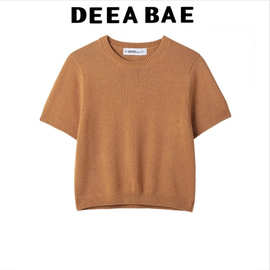 DEEABAE 2025春季新女装 时尚休闲短袖简约平针针织上衣 5536036