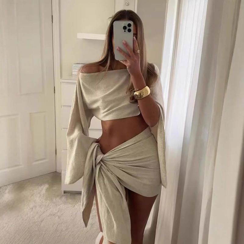 2025 AliExpress Europe and the United States cross-border summer new beach holiday sunscreen breathable long sleeve skirt suit