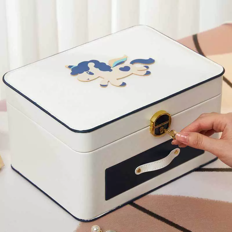 Пони Многослойная коробка ювелирных изделий с замком Большая емкость Ювелирная коробка для хранения ювелирных изделий