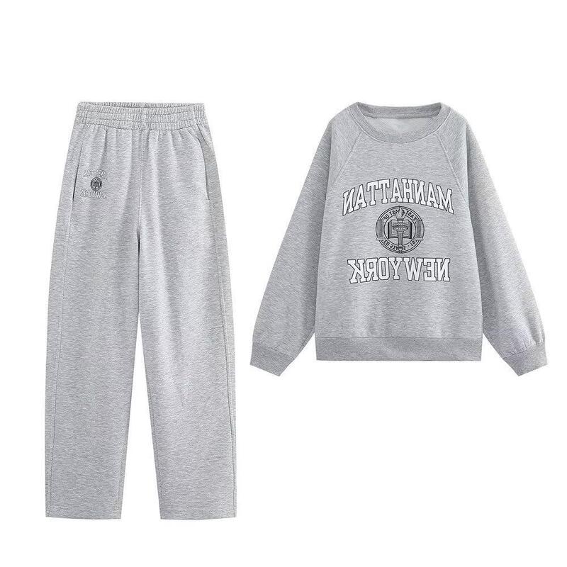 TAOP & ZA early autumn new women's elegant high waist slimming school team style printed jogging trousers 05584821803