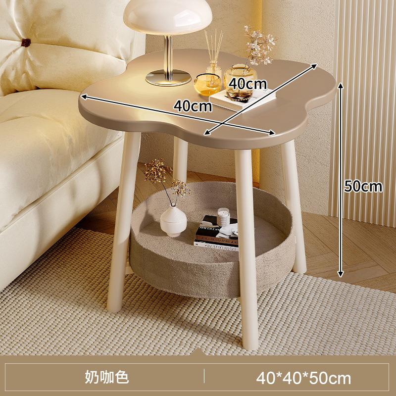 【평면 플라워 사이드 테이블】 밀크 커피색