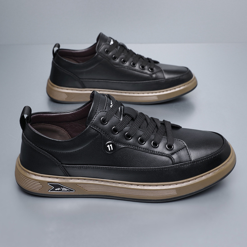 Men's New Autumn Soft-soled Sneakers, Men's Korean-style Casual Leather Shoes, Versatile Youth White Shoes_voghion.com