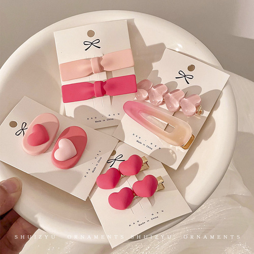 Pink hair clip for girls, cute broken hair bangs clip, baby does not hurt the hair clip, little girl duckbill clip headdress