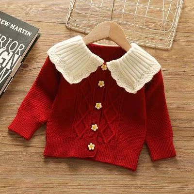 girl Cardigan 2022 new pattern coat Western style baby Autumn jacket sweater spring and autumn Korean Edition Princess wind