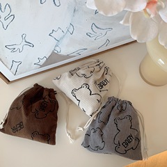 3261 Fleece Baby Bear Storage Bag Makeup and Cosmetics Organizing Pouch Small Drawstring Bag