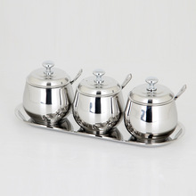 厂家直供 304不锈钢调味罐三件套厨房酒店用品调料盒佐料罐批发