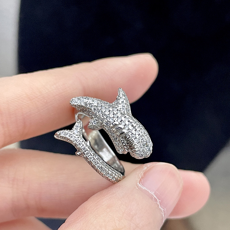 Wholesale Fashion Shark Copper Plating Inlay Zircon Adjustable Ring display picture 7