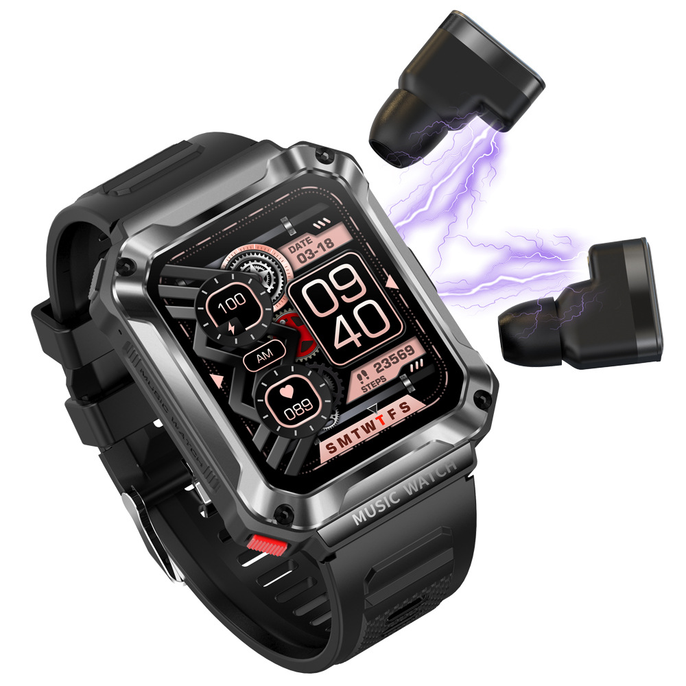Transfronterizo T93 presión arterial frecuencia cardíaca monitoreo de oxígeno en sangre deportes reloj inteligente TWS auriculares bluetooth reloj inteligente dos en uno
