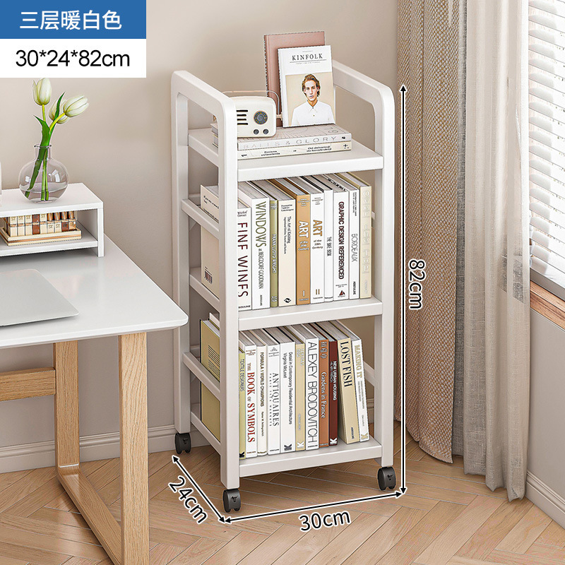 Estante de estantería de piso de múltiples capas de almacenamiento de hierro de costura estrecha estante del hogar escritorio móvil simple pequeña estantería