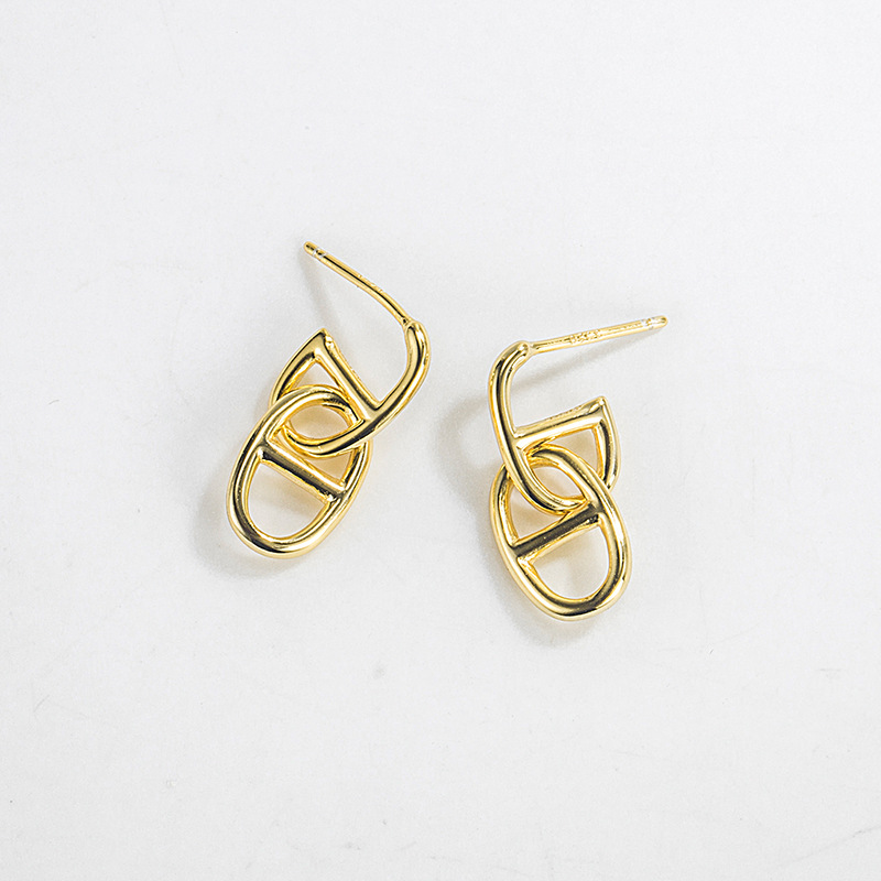 Stone-Free Inlay Material Drop Earrings, Earrings, Ear Studs Classification 1 Pair Quantity 1 Pair 18K Gold Plated Silver Plated 925 Sterling Silver Geometric Drop Earrings Earrings Ear Studs