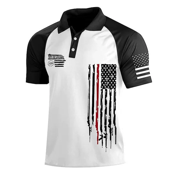 Foreign Trade Wholesale Men's Cross-border Independence Day American Flag Printing Patriotic Polo Shirt 3D Digital Printing