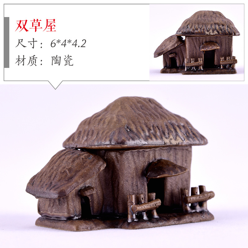 Pecera, rocalla, piedra absorbente, piedra de agua, casa, casa, casa, cabaña, micro paisaje, decoración carnosa, decoración de cerámica