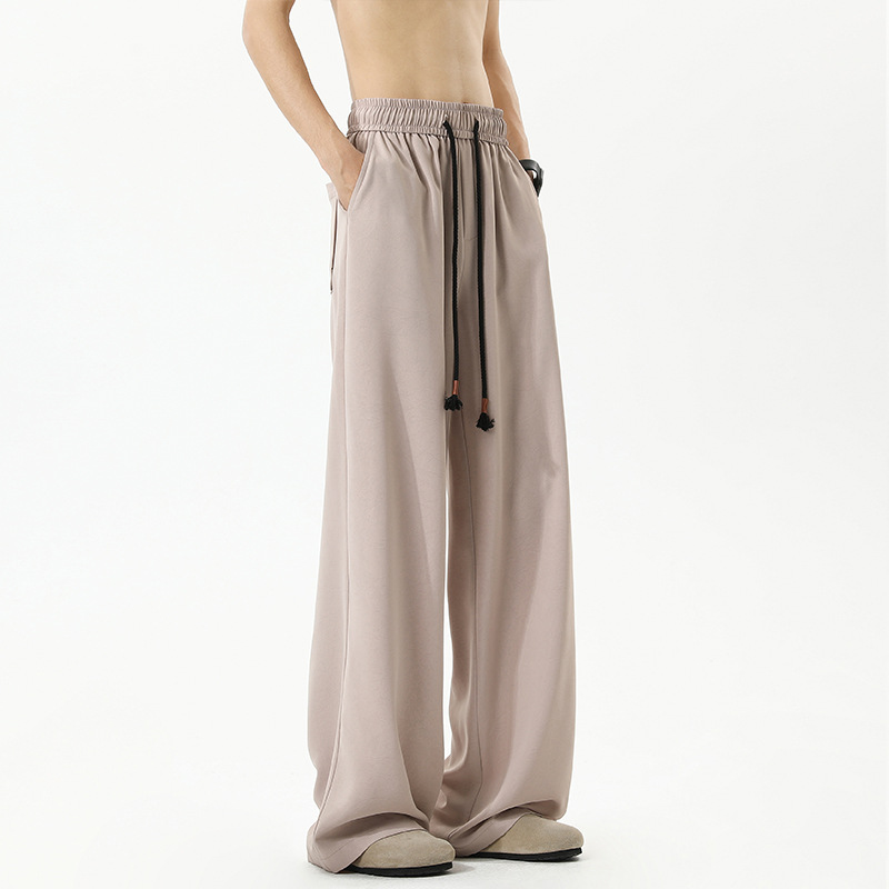 Amerikanische, fließende Herrenhosen, trendige Marke für Frühling/Sommer, kühlendes Tragegefühl aus Eisseide, lockere Passform, Übergröße, Cleanfit_voghion.com