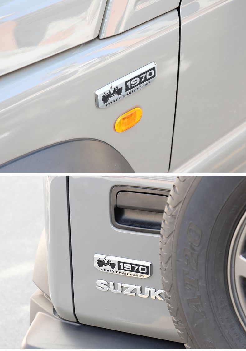 New Jimny JB74 modification parts: rear door emblem decorative sticker, 1970 commemorative metal side badge