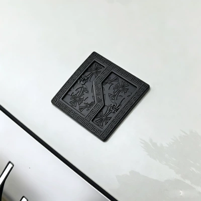 Chrome-style metal embossed design, Car logo