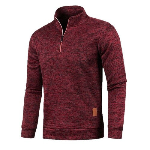 25 Men's Autumn/Winter Collar Zip Knit Sweater Sleeve Thin Fleece Trendy Sweatshirt Top Sweater Jacket Large Men