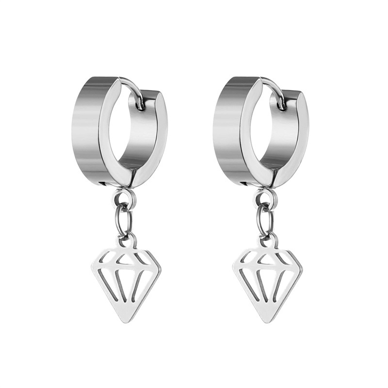 1 Piece Simple Style Solid Color Stainless Steel Plating Hollow Out Drop Earrings Ear Clips display picture 4