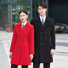 毛呢大衣工作服男女职业冬中长款加厚空姐呢子外套前台售楼部工装