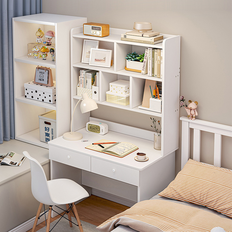 Estantería de escritorio integrada con estantería simple dormitorio en casa estudiante femenino mesa de estudio y silla combinación mesa de computadora de escritorio