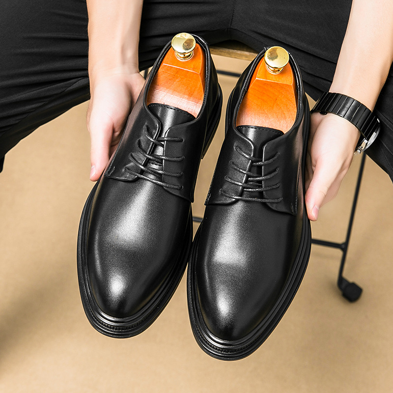 Primavera nuevos zapatos de hombre Bloc estilo británico coreano tendencia alta hombre de negocios casual zapatos de cuero zapatos de boda