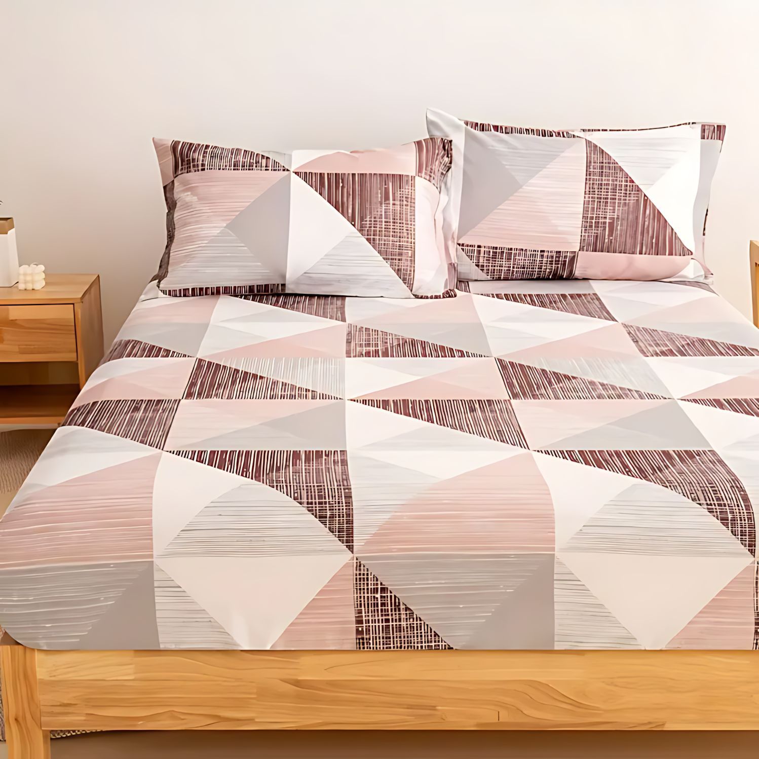 TEMU / JIT triángulo geométrico impresión digital 3D suave cama cómoda camisa colchón set de ropa de cama