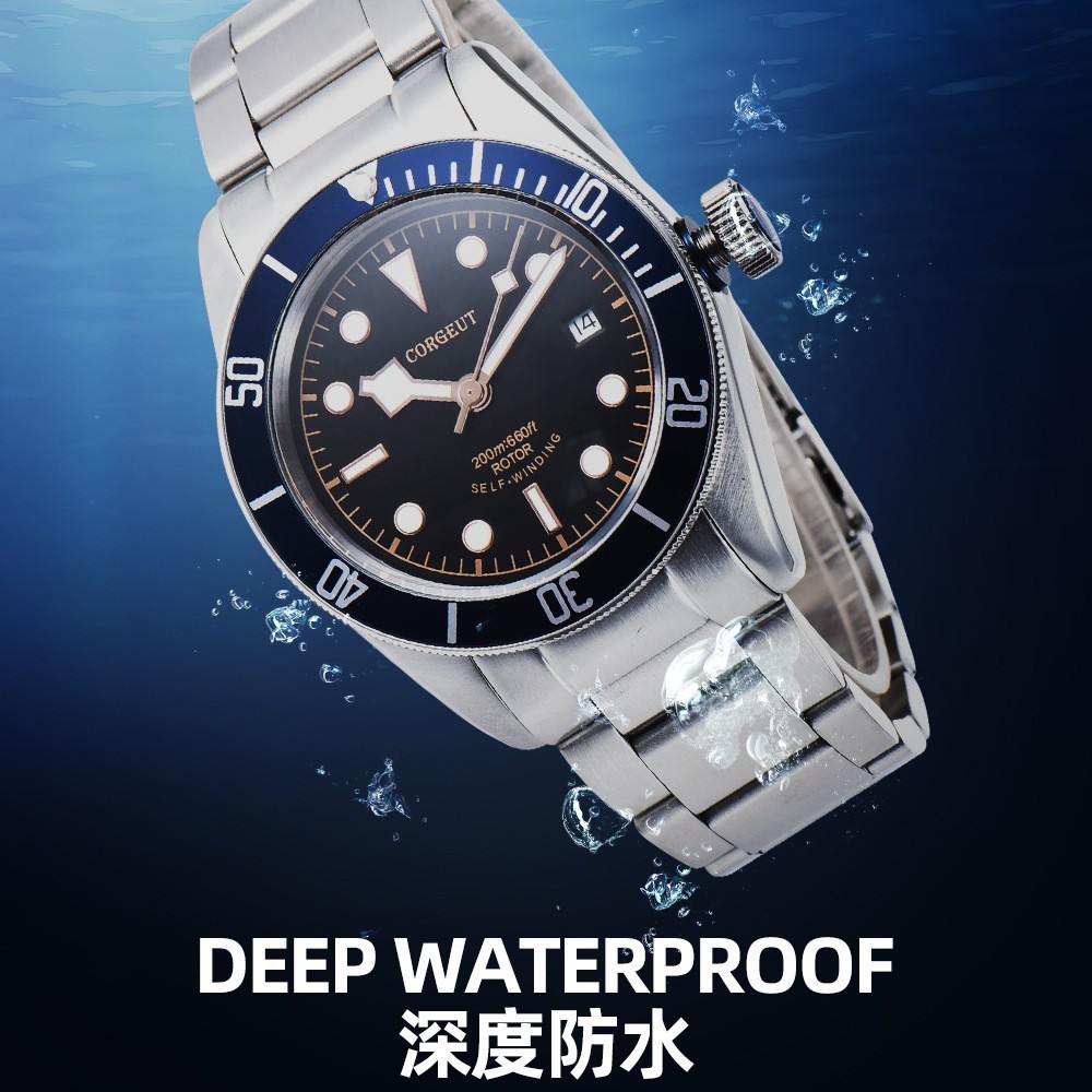 Reloj de acero inoxidable de cristal de zafiro Reloj de hombre luminoso impermeable Reloj mecánico de negocios para hombre Reloj mecánico automático