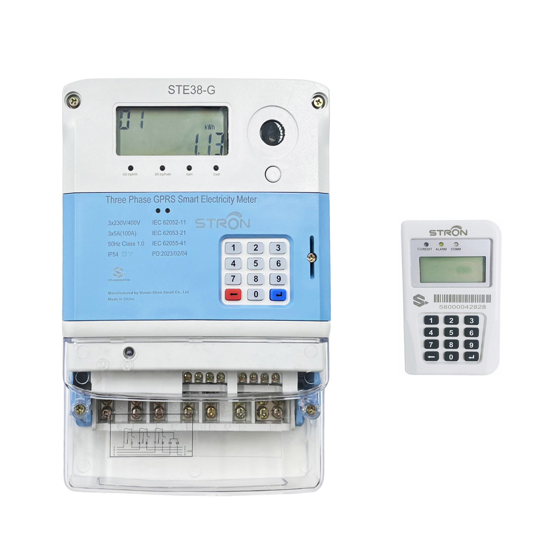 厂家供应分体式三相GPRS智能STS键盘式预付费电表配CIU