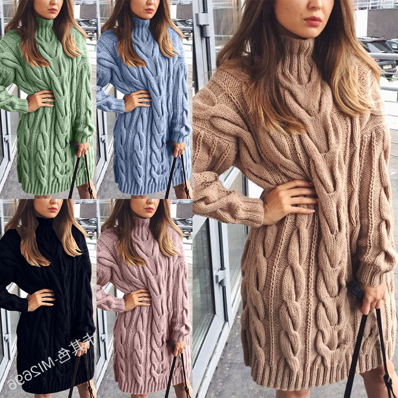 Трансграничная Внешняя торговля Европа и Америка Круглый шею темперамент пригородных вязаный сплошной цвет свободные водолазки твист вязаный свитер