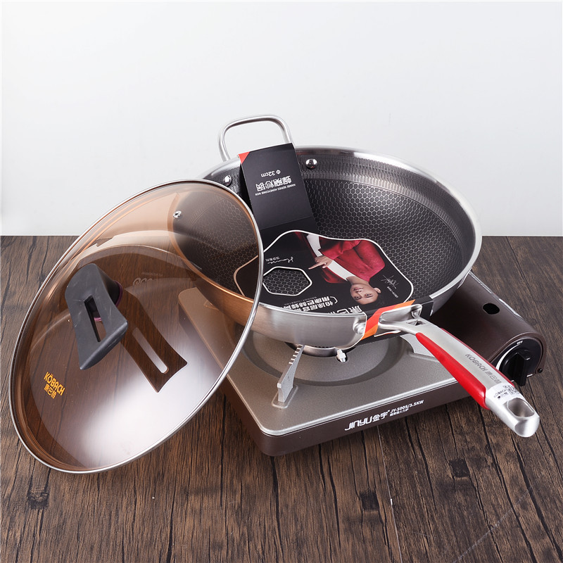 Kangbach Hansha panal wok cuarta generación de seis generación antiadherente pan Cocina de Inducción 304 wok PLANO DE ACERO INOXIDABLE