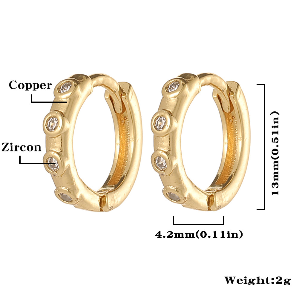 Fashion Water Droplets Copper Hoop Earrings Inlay Zircon Copper Earrings