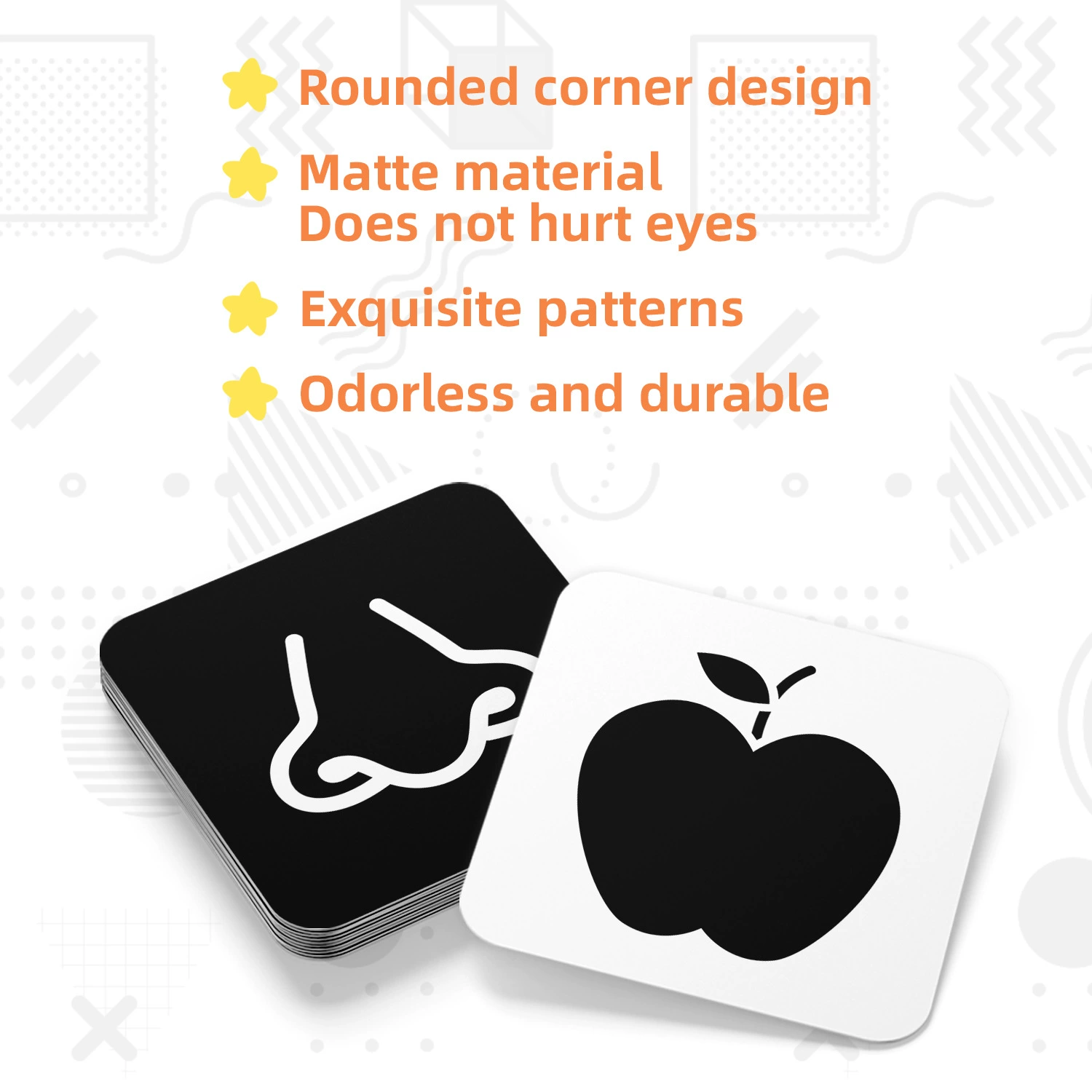 Black & white visual stimulation cards, 24 cards with 48 high‑contrast patterns, sensory development for infants