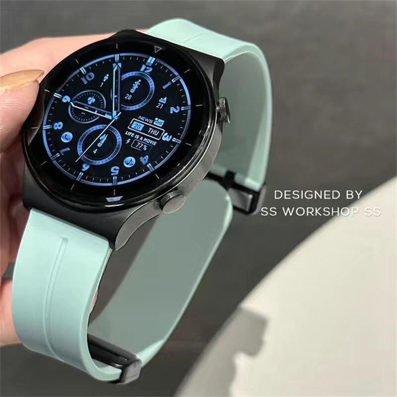 シリコン時計ストラップ 20mm22mm インターフェース幅ユニバーサル耳針取り外し交換用磁気折りたたみバックル時計ストラップ|undefined