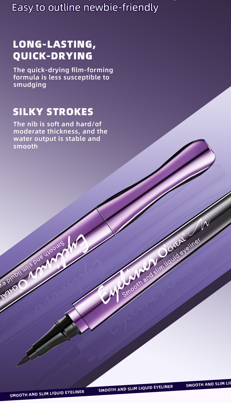 OCHEAL Extremely Fine And Quick-drying Eyeliner Pen Waterproof, Sweat-proof And Non-smudging, Thin Head Cool Black Water-based Pen_voghion.com