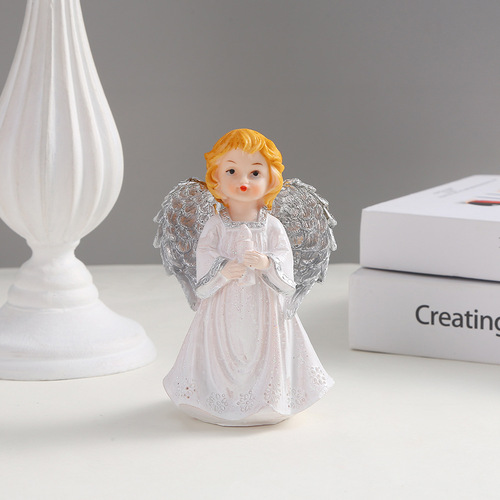 Creative American Cute Girl Elf Angel Statue Study Living Room Desktop Resin Crafts Birthday Gift