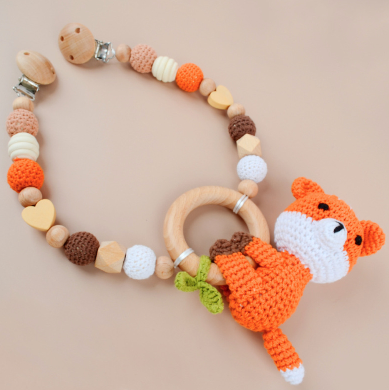 Bebé de punto muñeca animal lana ganchillo anti-caída cadena juguete cochecito puede roer colgante de ganchillo