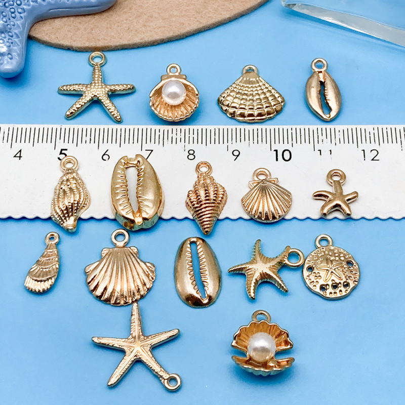 Cross-border New 16 KC Gold Sea Life Starfish Conch Alloy Pendant DIY Bracelet Earrings Jewelry Pendant Cross-border New 16 KC Gold Sea Life Starfish Conch Alloy Pendant DIY Bracelet Earrings Jewelry Pendant