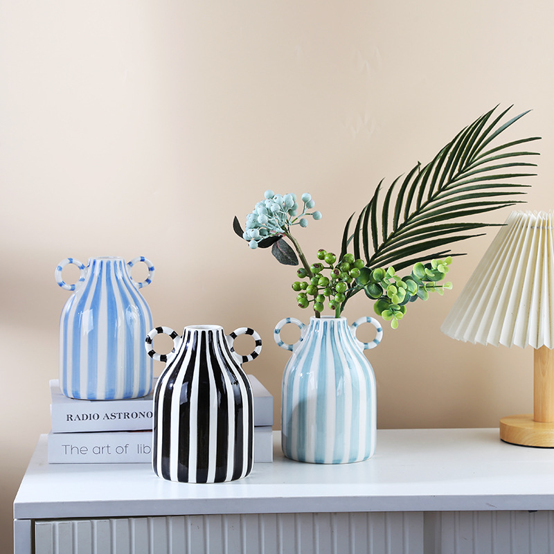 欧式陶瓷手绘花瓶摆件客厅插花高级感家居电视柜玄关餐桌艺术装饰