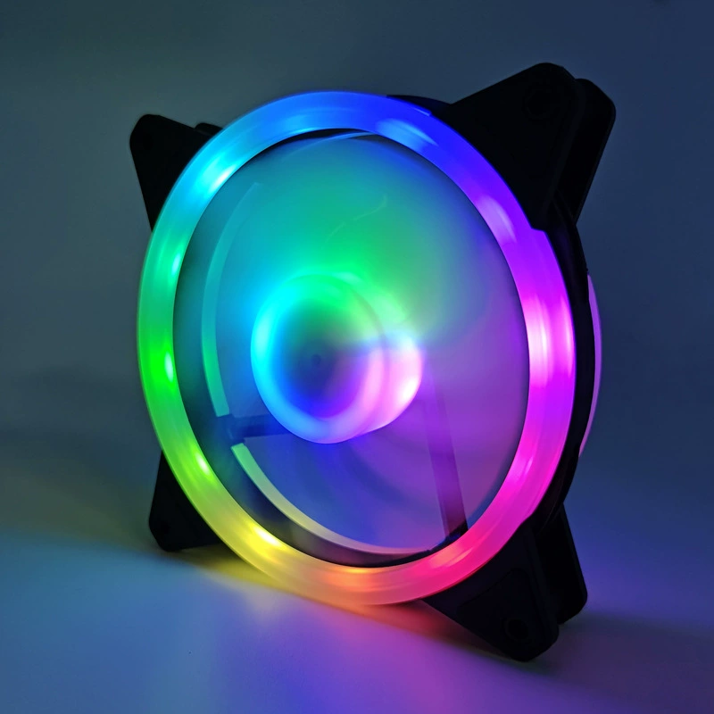 Корпусный вентилятор для компьютера 12025‑LED, 12 см, двойное кольцо RGB, высокий воздушный поток и тихий