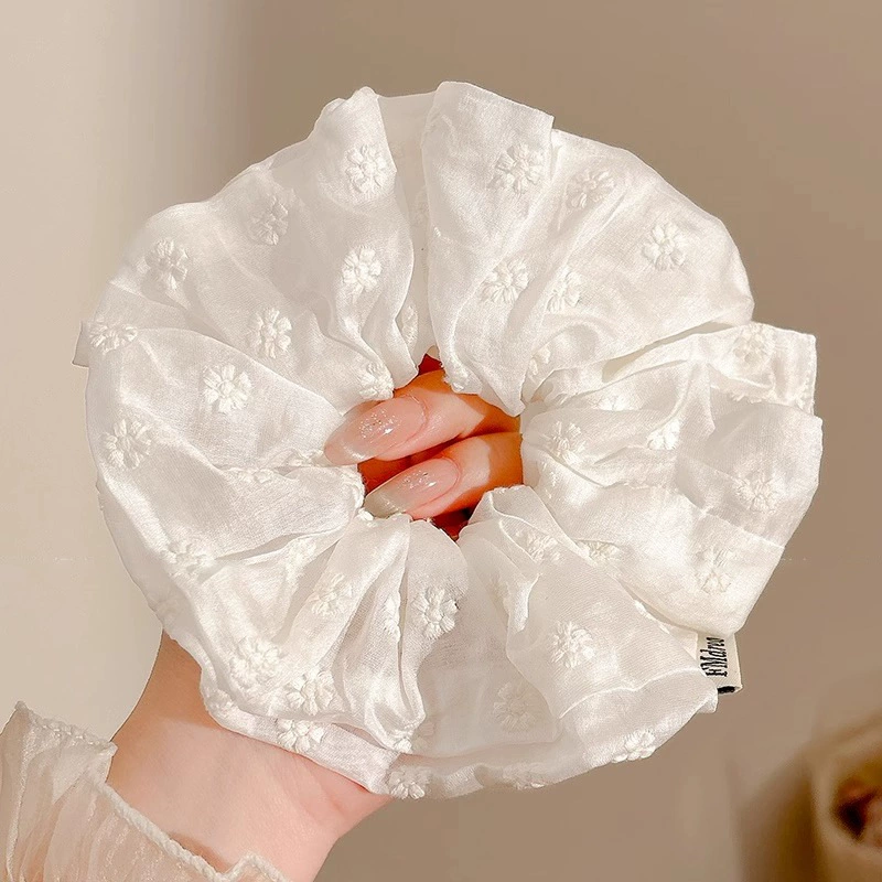 White cute elastic hair rope, hair accessory, high-end