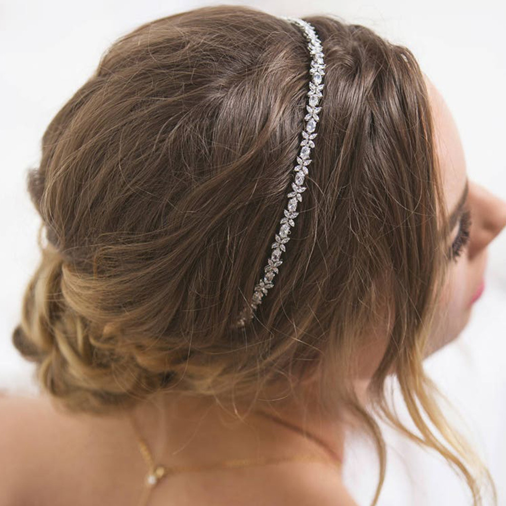 leaf zircon headband temperament luxury versatile bride wedding dress fashion headdress accessories female Hair band_voghion.com