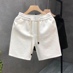 軽くて豪華なブランドの風格の白いジャカードのショートパンツの男性のタイプの夏のファッションの5分のズボンの2024の新型の男性の半分のズボン