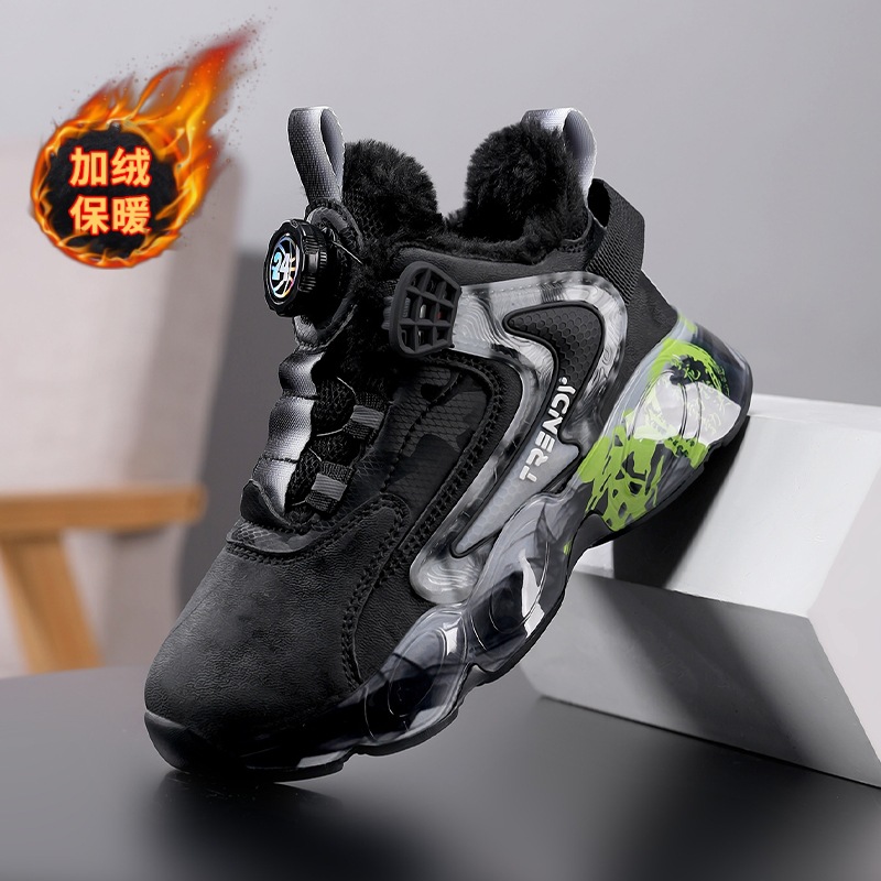 Zapatos de baloncesto de lana para niños invierno nuevo calentamiento antideslizante para niños zapatos deportivos antifría y antiabrasión para niños mayores