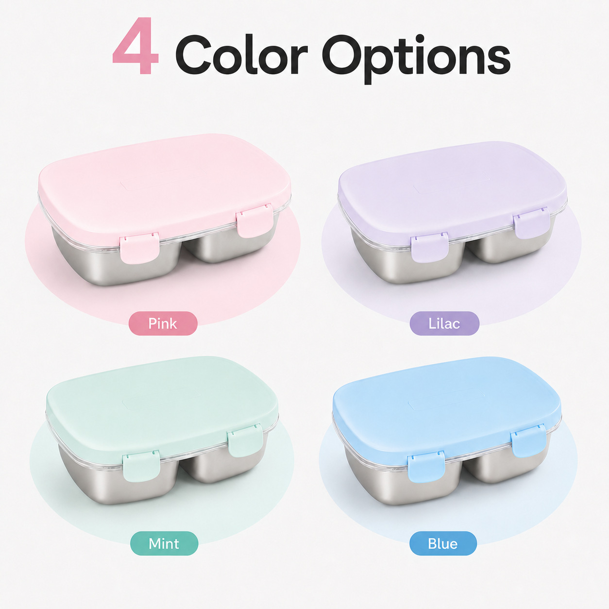 Stainless Steel Large-Capacity Three-Compartment Lunch Box, Insulated, Leak-Proof, Smooth, Durable, Easy to Clean, Cross-Border