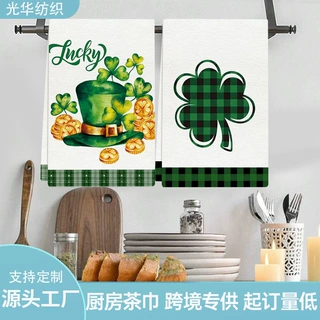 超细纤维跨境茶巾加厚吸水专用可爱圣诞不掉毛印花毛巾厨房巾批发