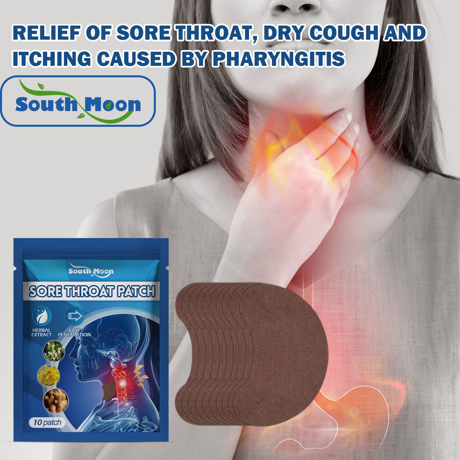 Southmoon Throat Care Patch Gently Relieves Throat Discomfort and Body Daily Use Care Patch
