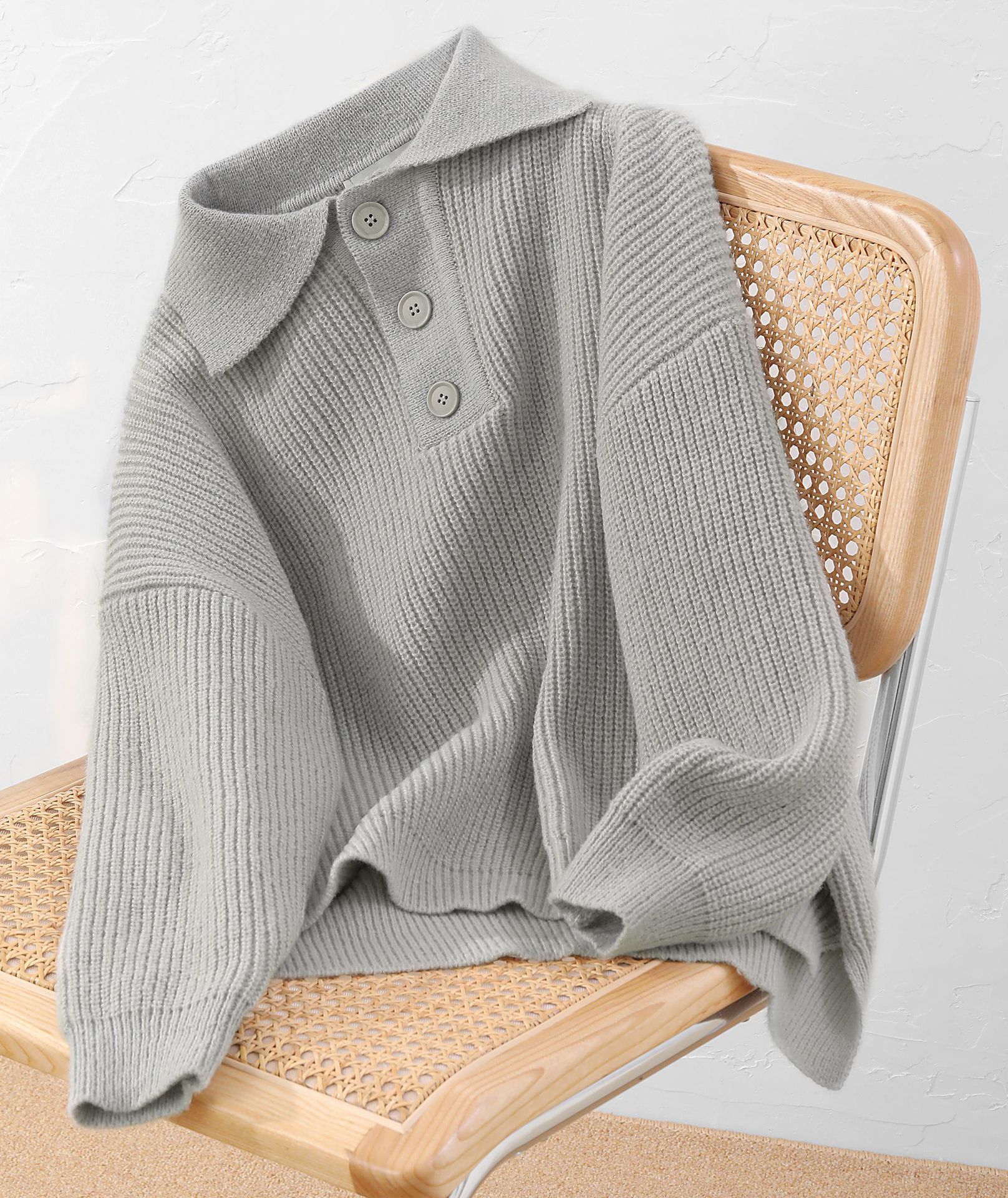 Men's Plus Size Polo Knit Sweater Casual Long Sleeve Pullover_voghion.com